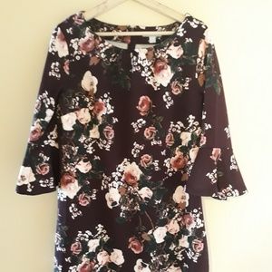 New York & Co. Flower Print Bell Sleeve Dress